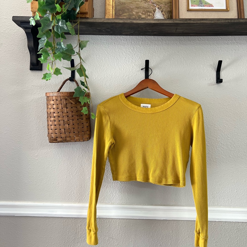MATE the Label Yellow Long Sleeve Crop Top